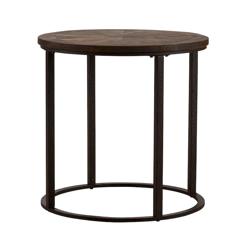 Modern Rustic Farmhouse Reclaimed Wood Round Side Table