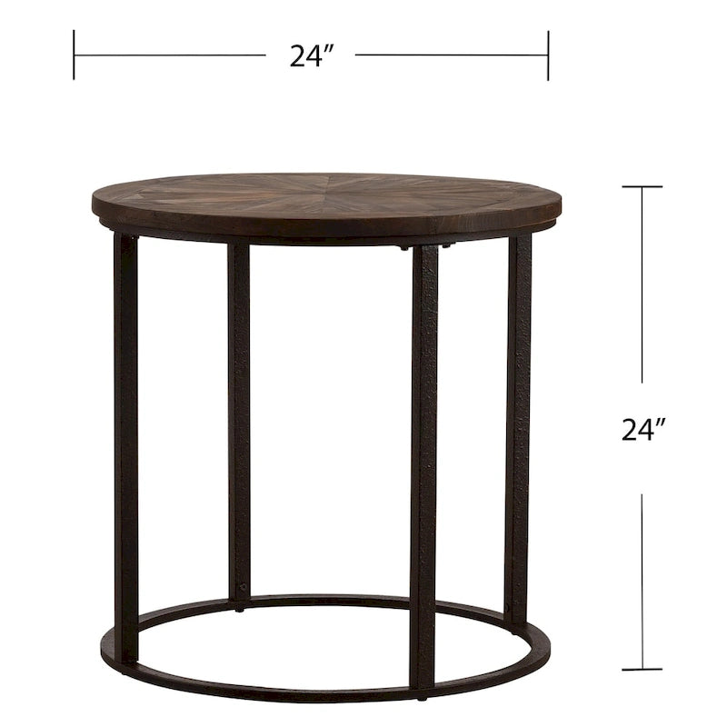 Modern Rustic Farmhouse Reclaimed Wood Round Side Table