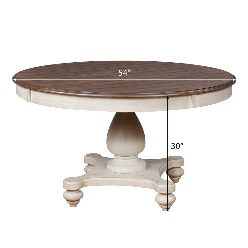 Weathered Oak Round Dining Table - Weathered oak and white