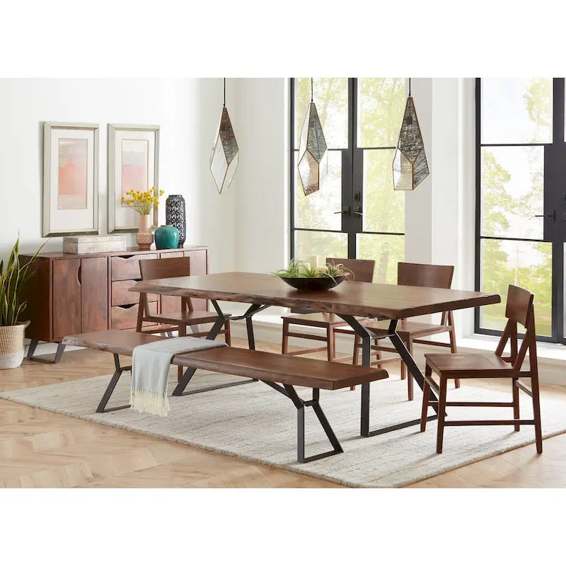 106-Inch Acacia Wood Dining Table in Walnut Finish
