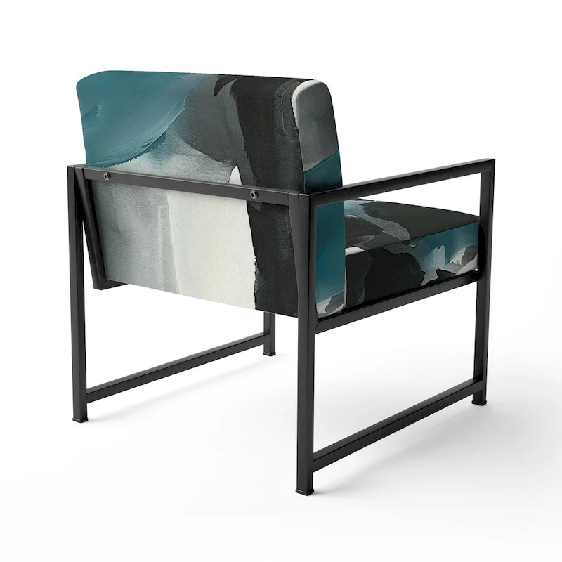 Geometric Black And Teal Upholstered Modern Accent Chair - Arm Chair