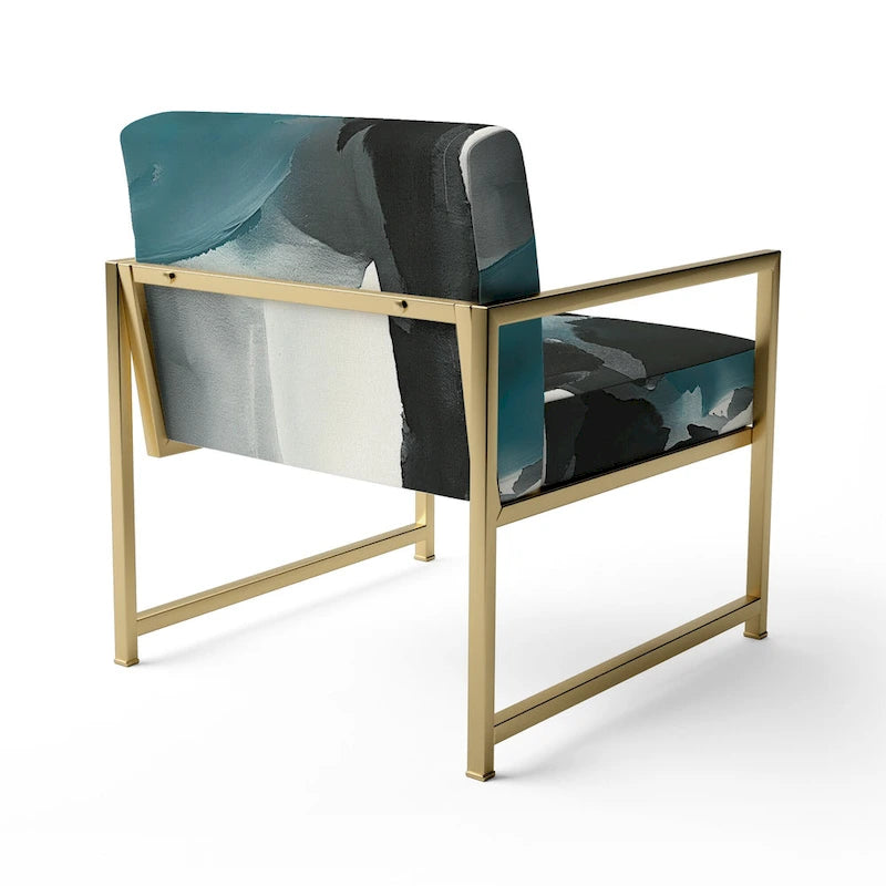 Geometric Black And Teal Upholstered Modern Accent Chair - Arm Chair