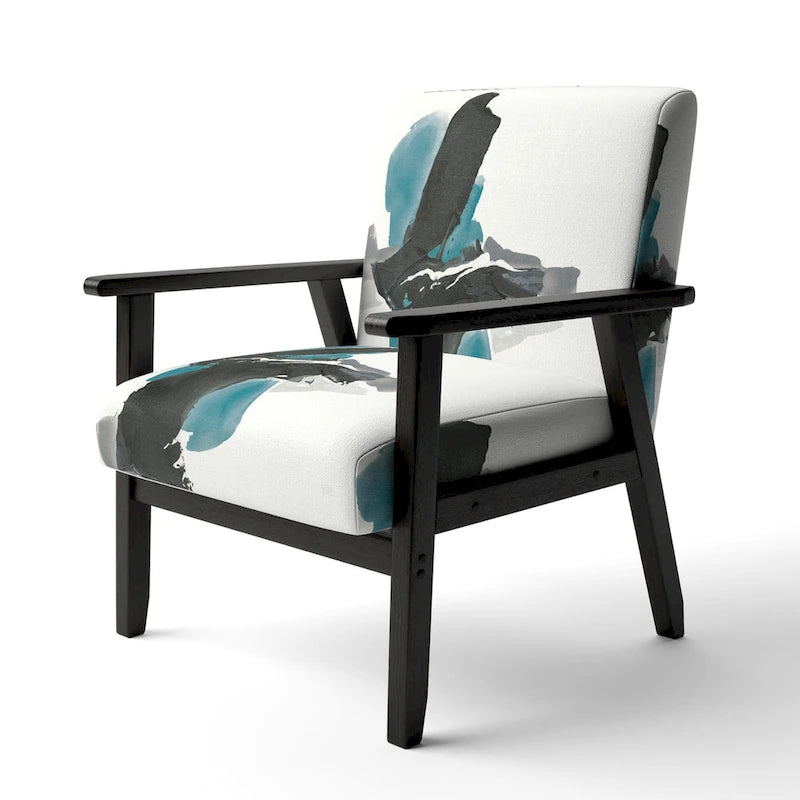 Geometric Black And Teal Upholstered Modern Accent Chair - Arm Chair