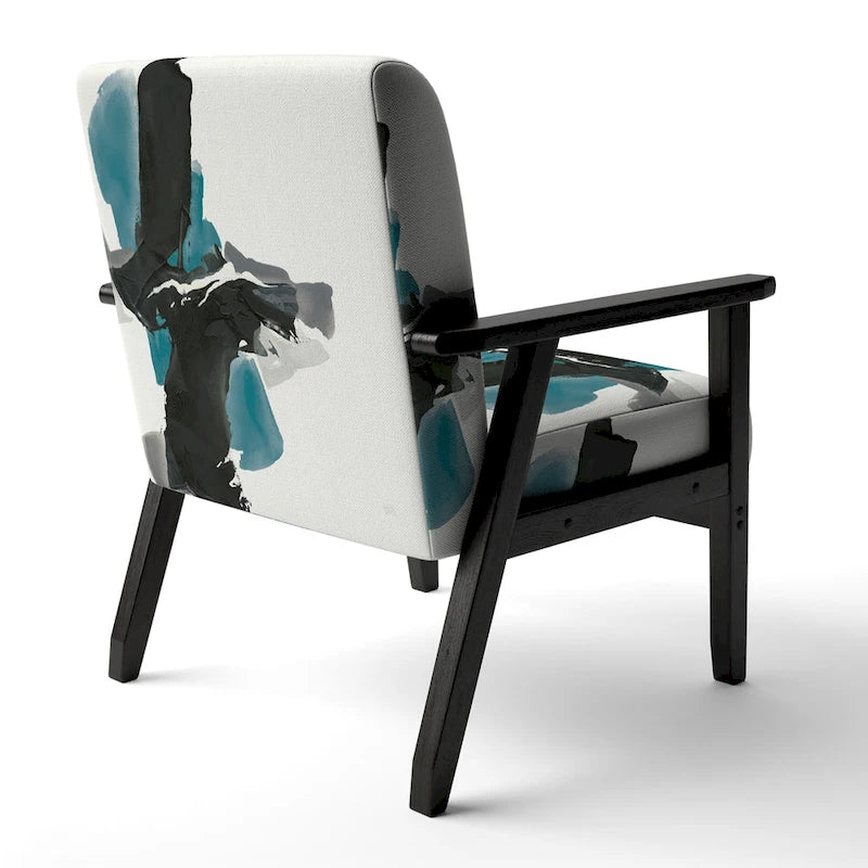 Geometric Black And Teal Upholstered Modern Accent Chair - Arm Chair