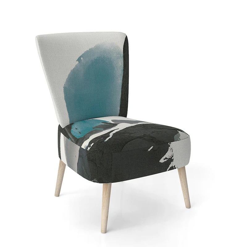 Geometric Black And Teal Upholstered Modern Accent Chair - Arm Chair