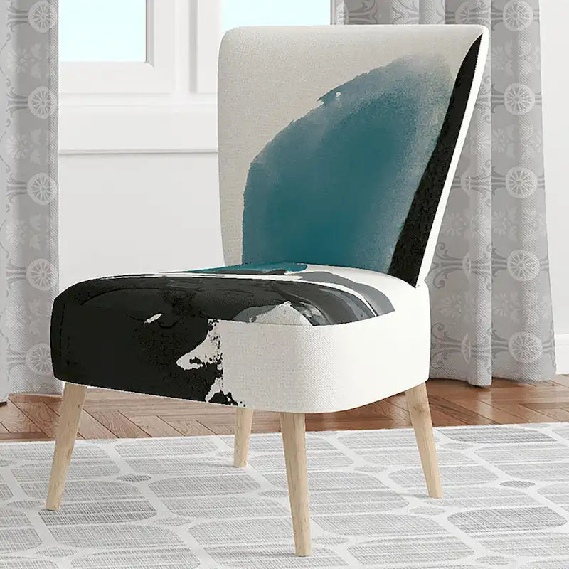 Geometric Black And Teal Upholstered Modern Accent Chair - Arm Chair
