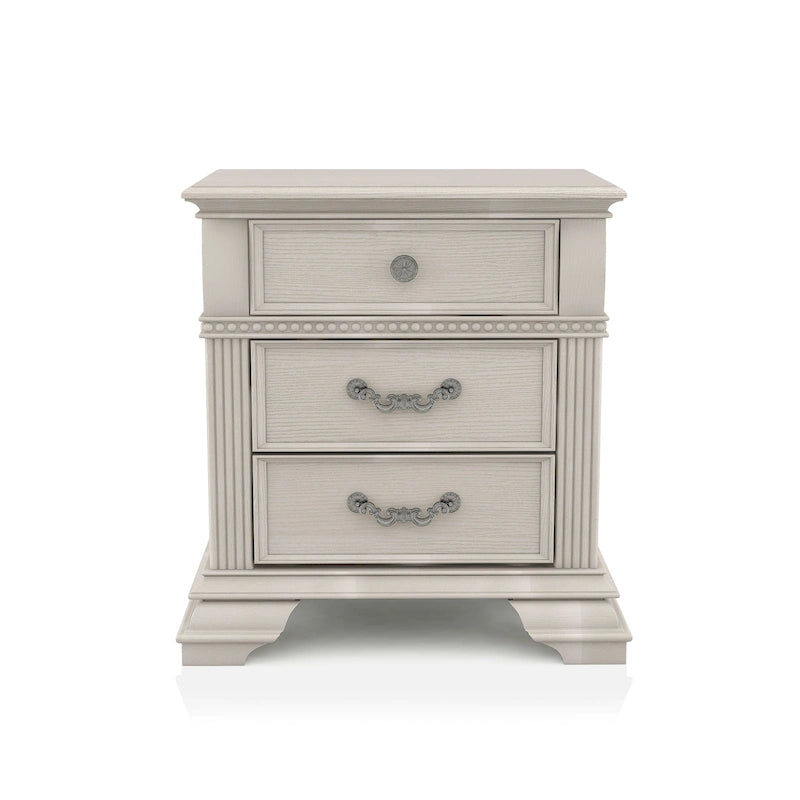 Traditional Wood 2-Drawer Nightstand with USB Charger