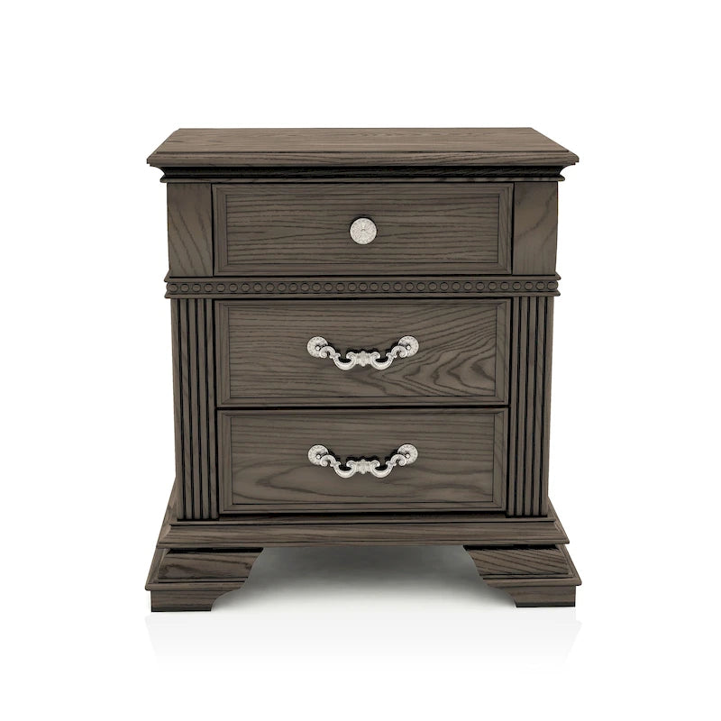 Traditional Wood 2-Drawer Nightstand with USB Charger