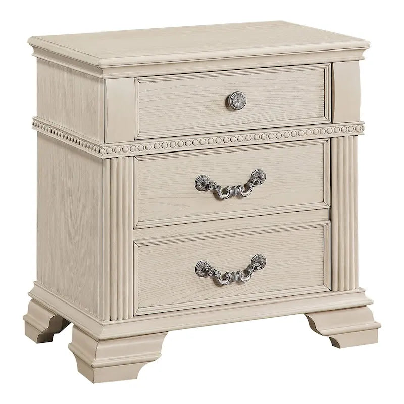 Traditional Wood 2-Drawer Nightstand with USB Charger