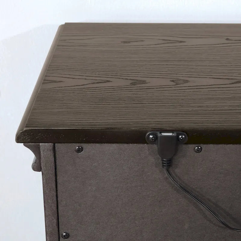 Traditional Wood 2-Drawer Nightstand with USB Charger