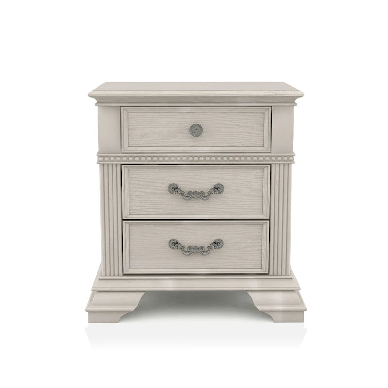 Traditional Wood 2-Drawer Nightstand with USB Charger