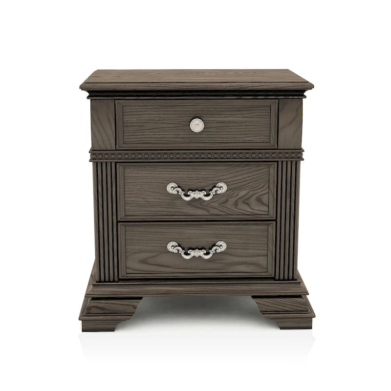 Traditional Wood 2-Drawer Nightstand with USB Charger