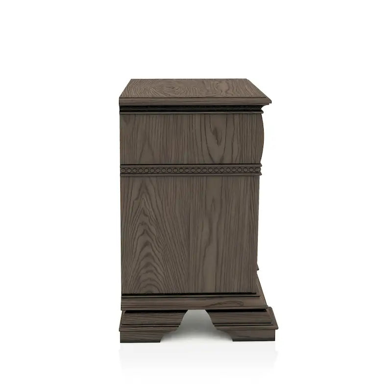 Traditional Wood 2-Drawer Nightstand with USB Charger
