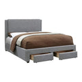 Bovi King Storage Bed, 2 Drawer Footboard, Fully Upholstered Gray Polyester
