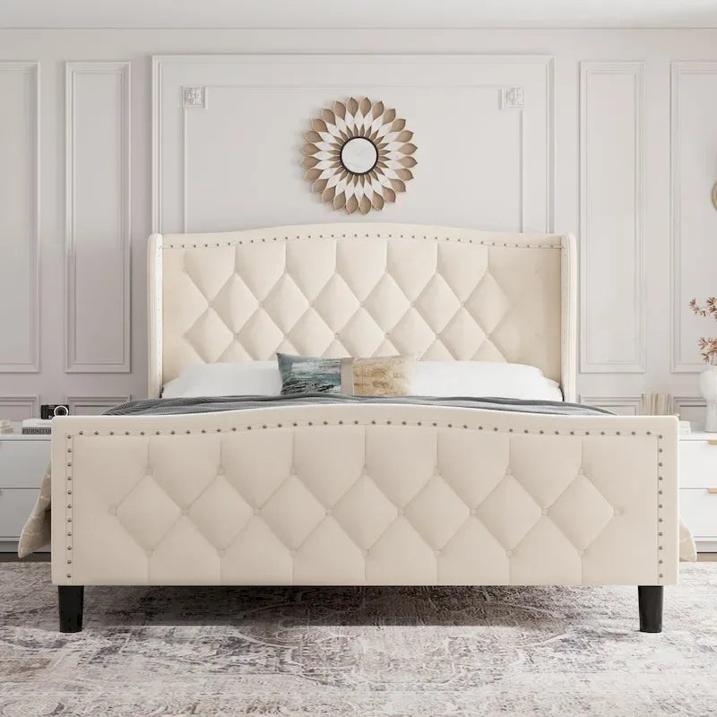 Bed Frame with 4 Storage Drawers and Headboard