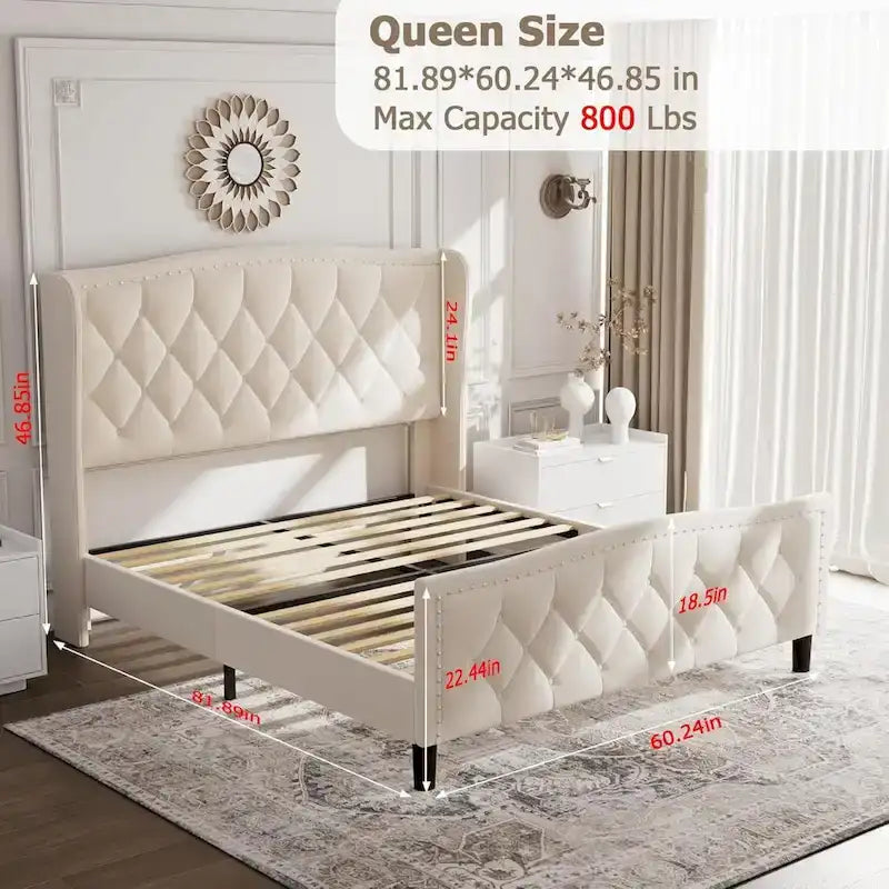 Bed Frame with 4 Storage Drawers and Headboard