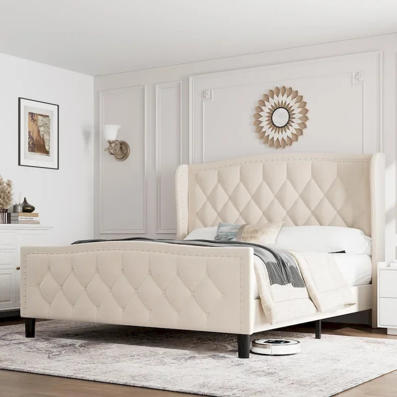 Bed Frame with 4 Storage Drawers and Headboard