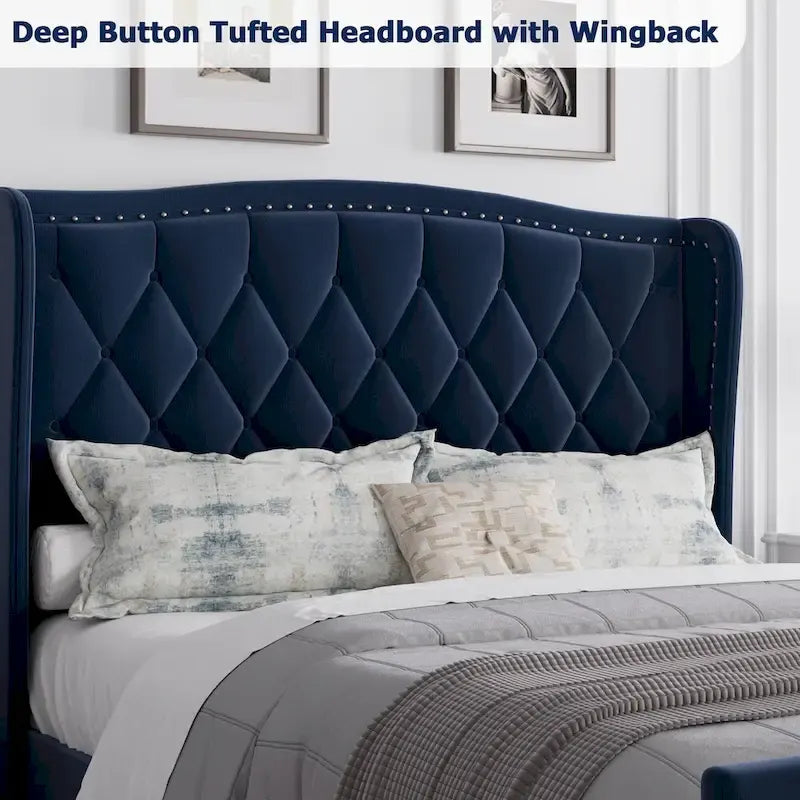 Bed Frame with 4 Storage Drawers and Headboard