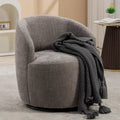 Fabric Swivel Accent Armchair Barrel Chair With Black Powder Coating Metal Ring