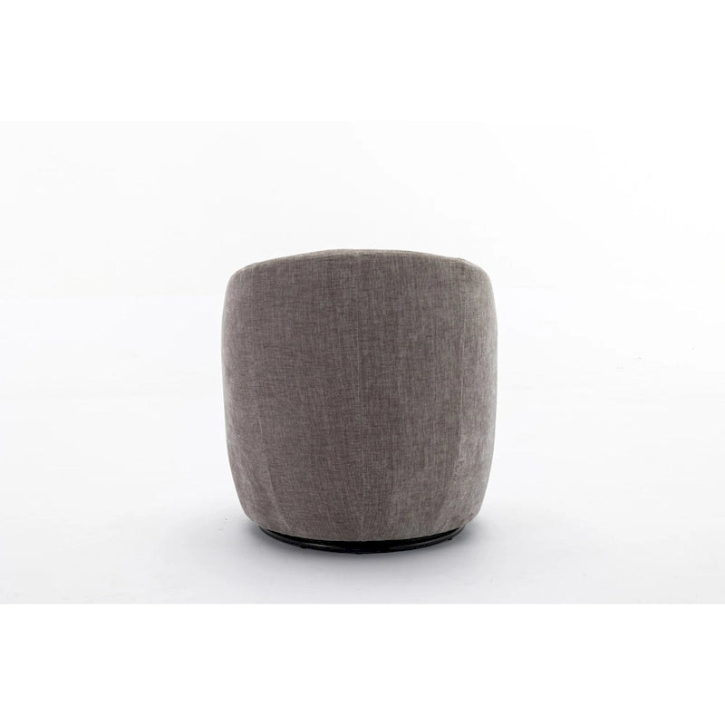 Fabric Swivel Accent Armchair Barrel Chair With Black Powder Coating Metal Ring