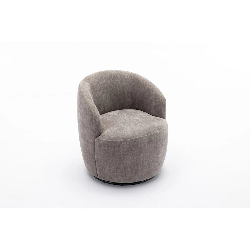 Fabric Swivel Accent Armchair Barrel Chair With Black Powder Coating Metal Ring
