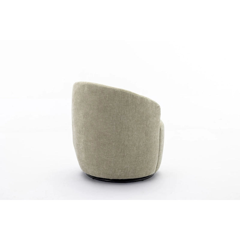 Fabric Swivel Accent Armchair Barrel Chair With Black Powder Coating Metal Ring
