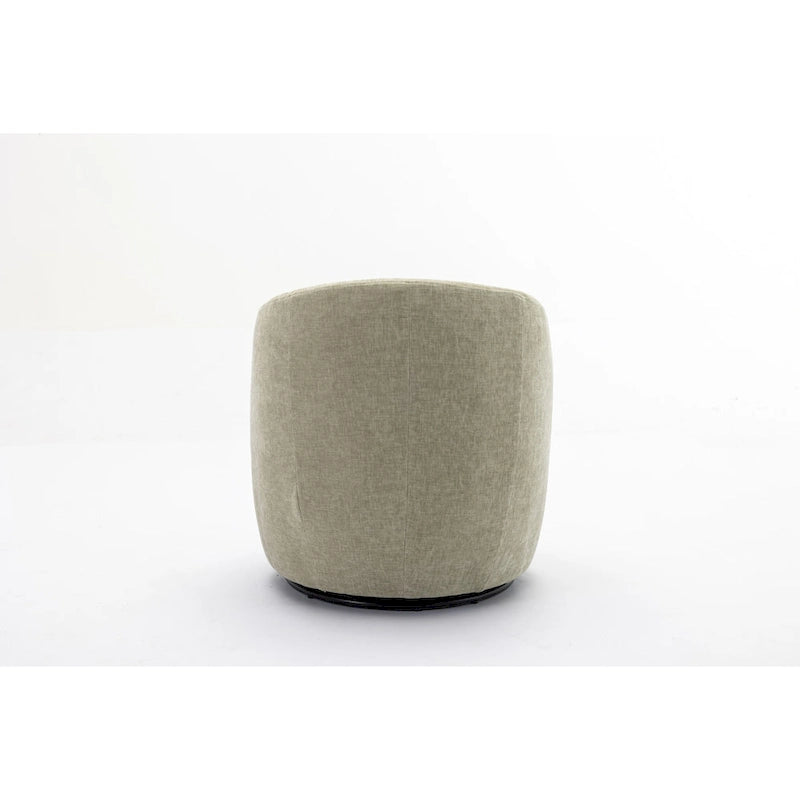 Fabric Swivel Accent Armchair Barrel Chair With Black Powder Coating Metal Ring