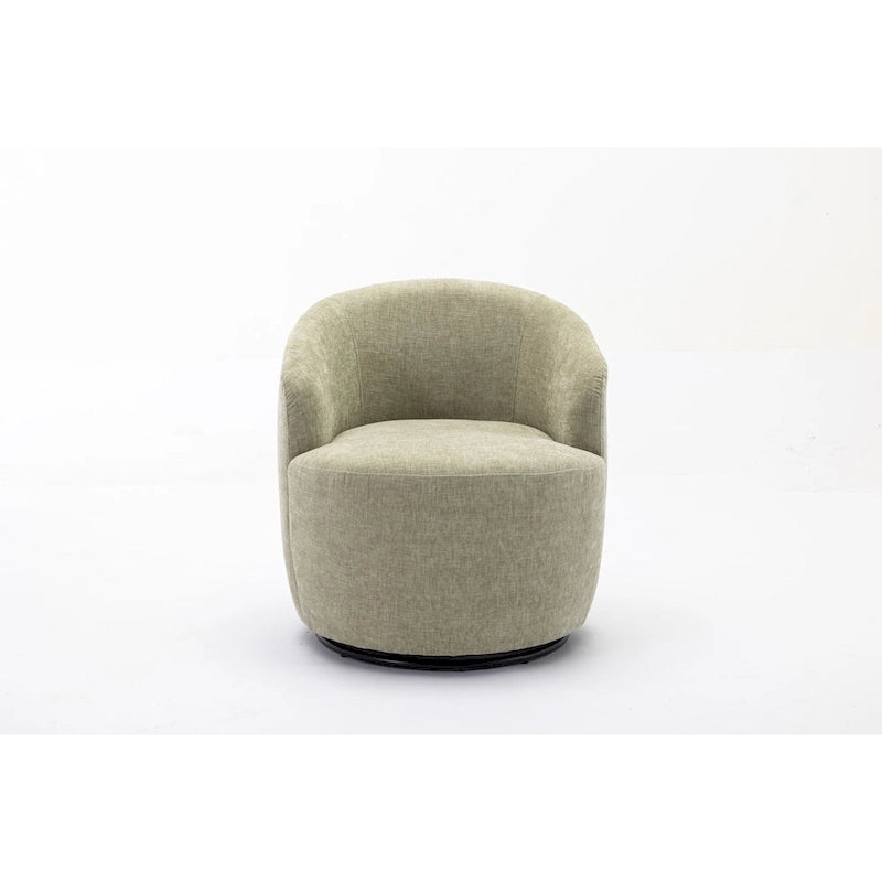 Fabric Swivel Accent Armchair Barrel Chair With Black Powder Coating Metal Ring