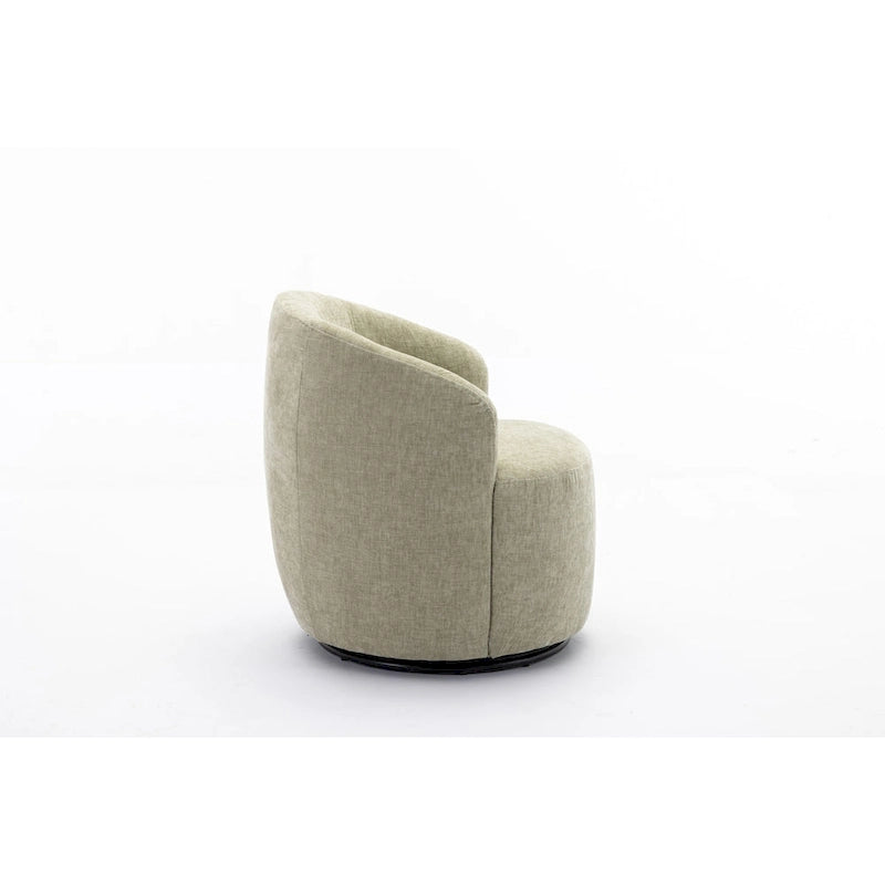 Fabric Swivel Accent Armchair Barrel Chair With Black Powder Coating Metal Ring