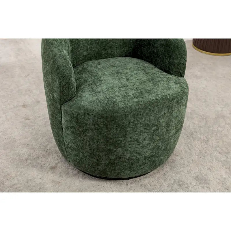 Fabric Swivel Accent Armchair Barrel Chair With Black Powder Coating Metal Ring