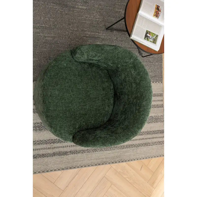 Fabric Swivel Accent Armchair Barrel Chair With Black Powder Coating Metal Ring