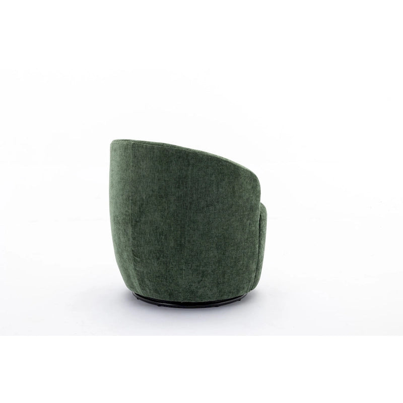Fabric Swivel Accent Armchair Barrel Chair With Black Powder Coating Metal Ring