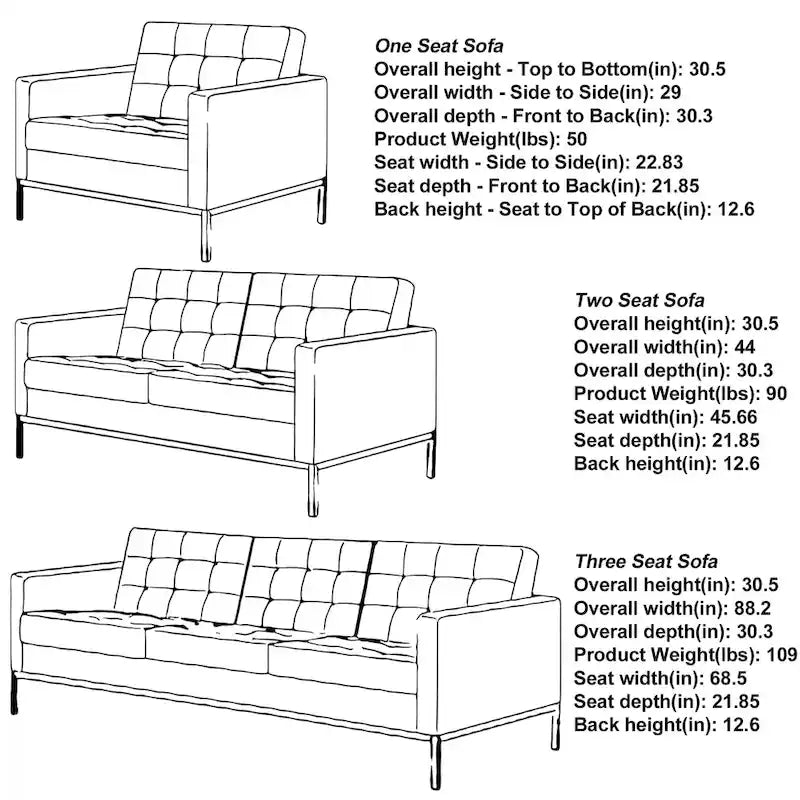 Black Leatherite Nailheads Multi-seat Sofa