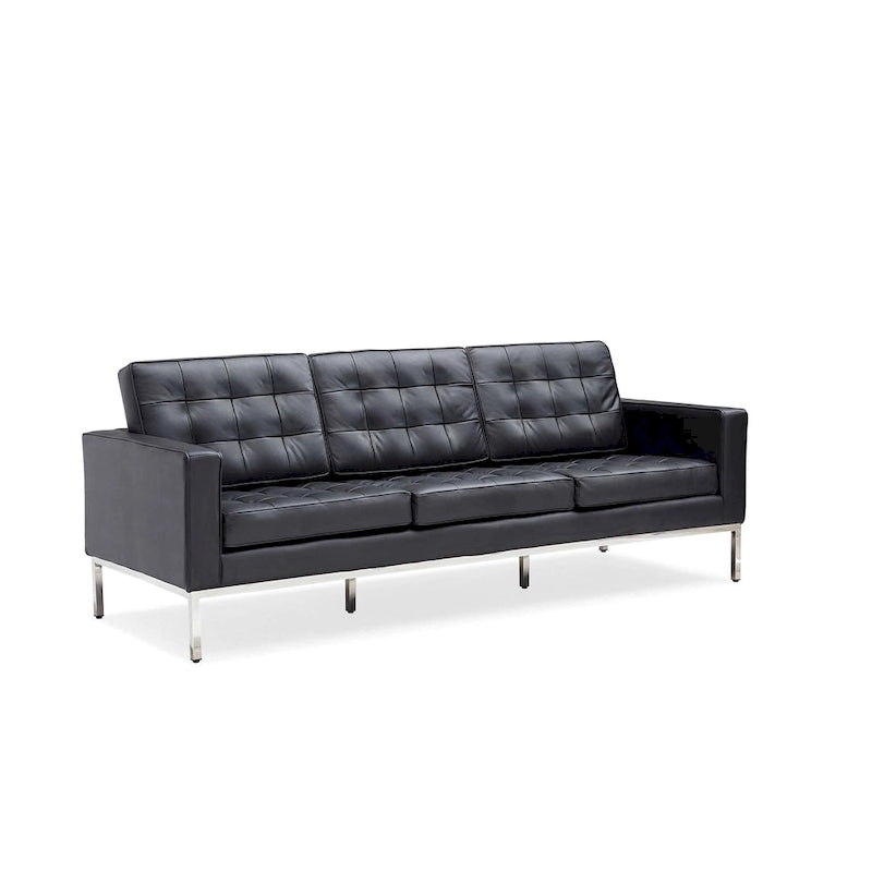 Black Leatherite Nailheads Multi-seat Sofa