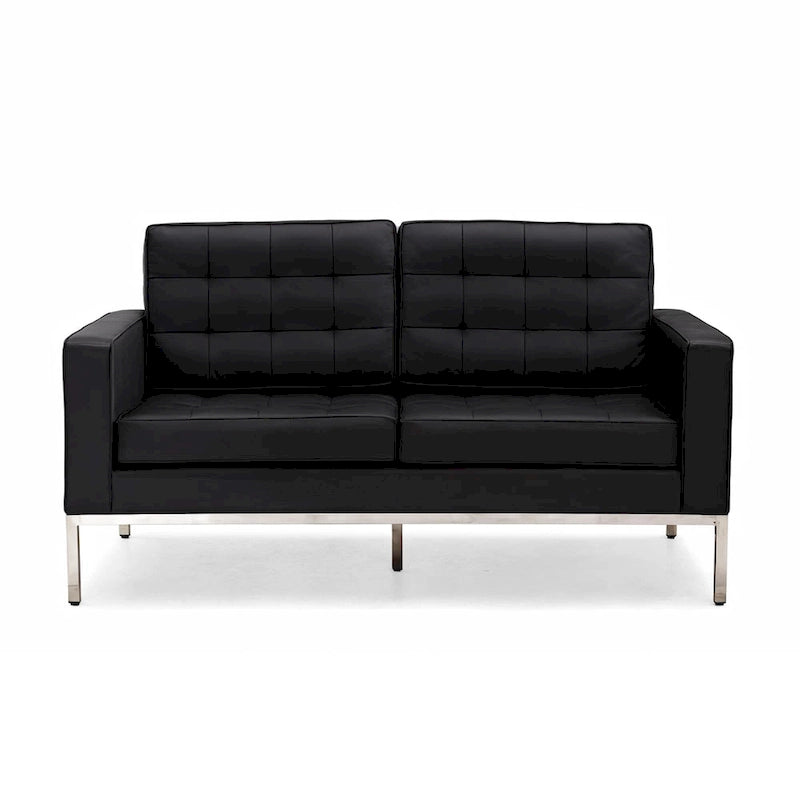 Black Leatherite Nailheads Multi-seat Sofa