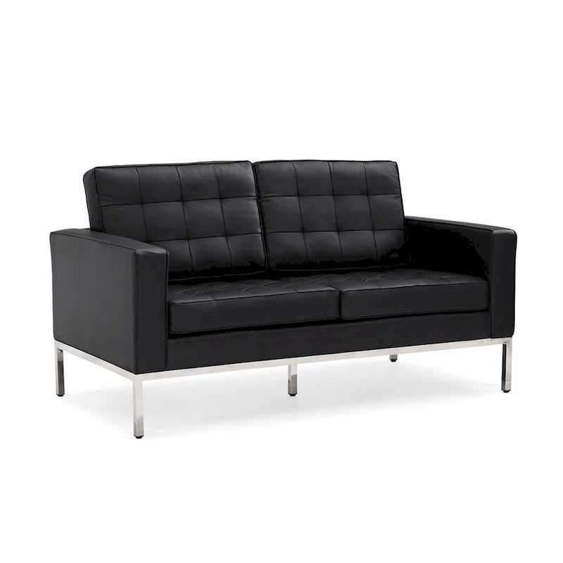 Black Leatherite Nailheads Multi-seat Sofa