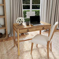 Writing Desk - Brown/White/Blue, Acacia Wood