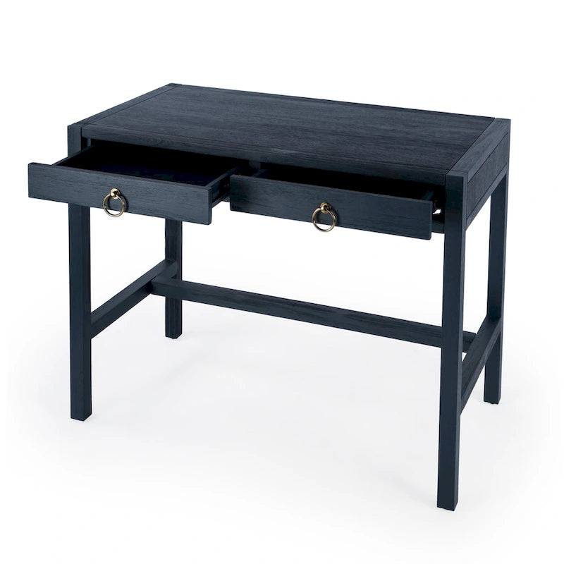 Writing Desk - Brown/White/Blue, Acacia Wood