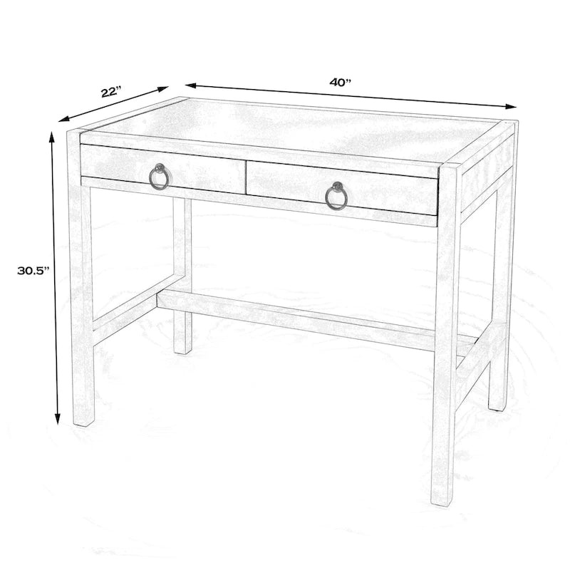 Writing Desk - Brown/White/Blue, Acacia Wood