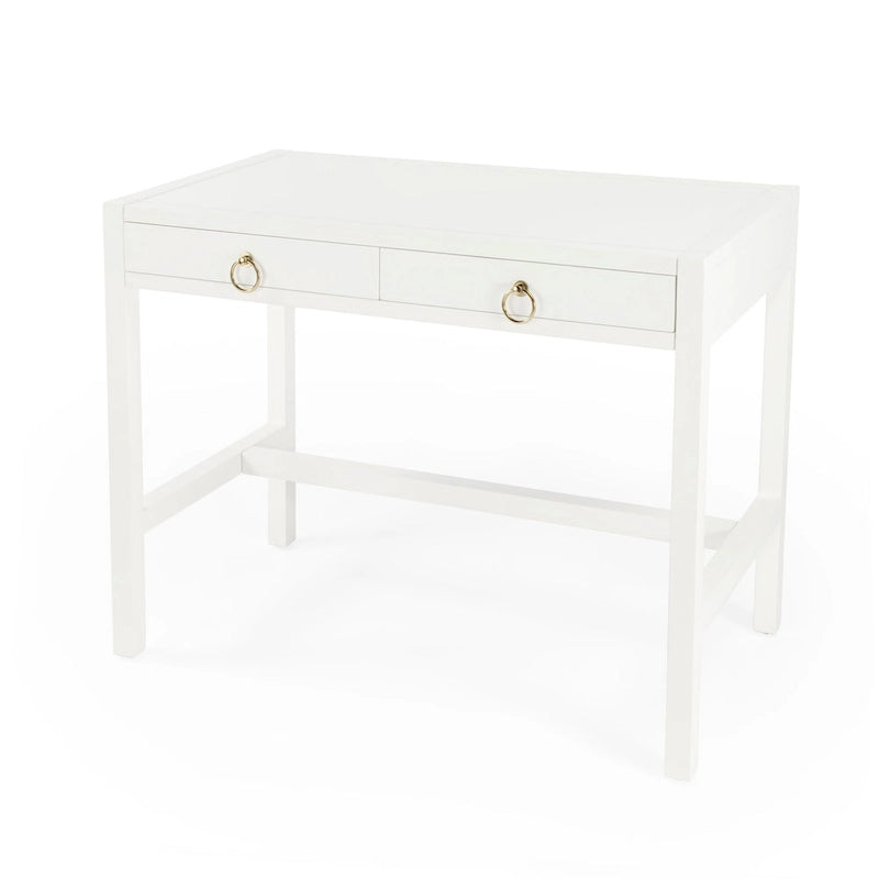 Writing Desk - Brown/White/Blue, Acacia Wood