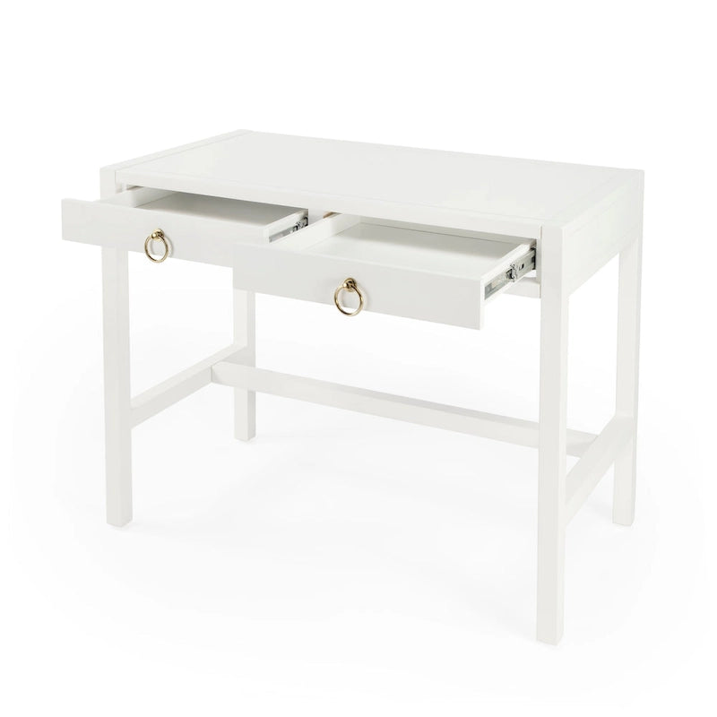 Writing Desk - Brown/White/Blue, Acacia Wood