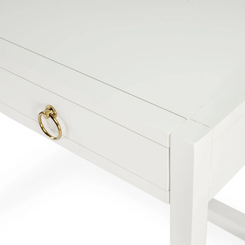 Writing Desk - Brown/White/Blue, Acacia Wood