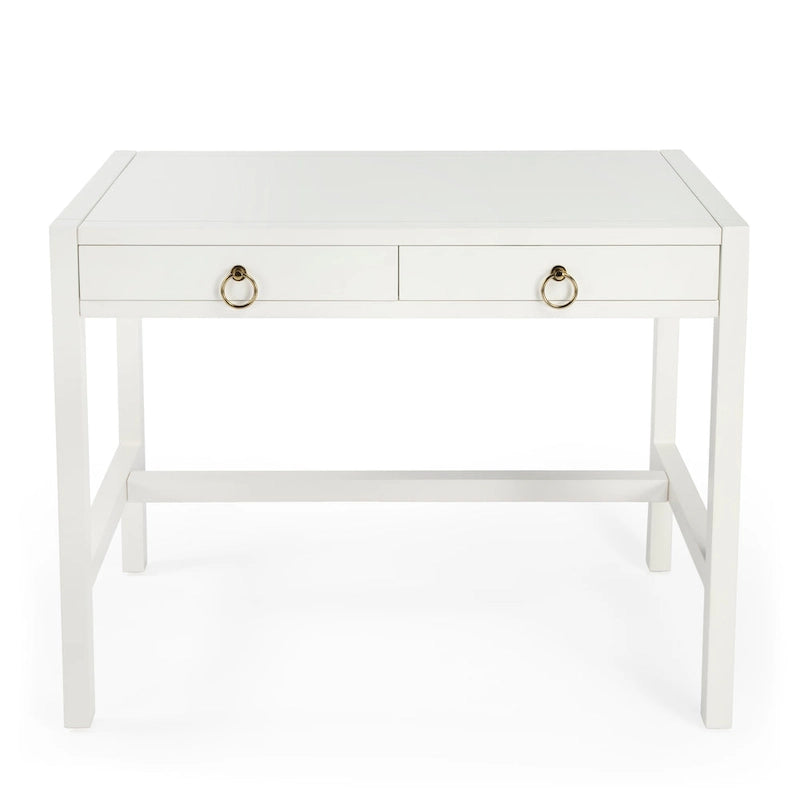 Writing Desk - Brown/White/Blue, Acacia Wood
