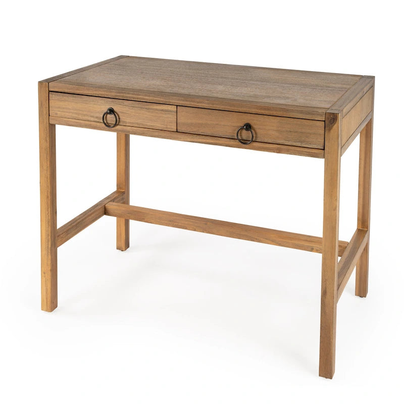 Writing Desk - Brown/White/Blue, Acacia Wood