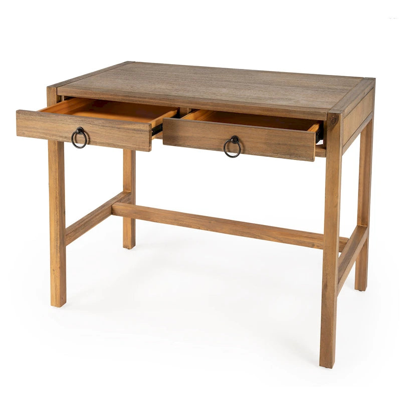 Writing Desk - Brown/White/Blue, Acacia Wood
