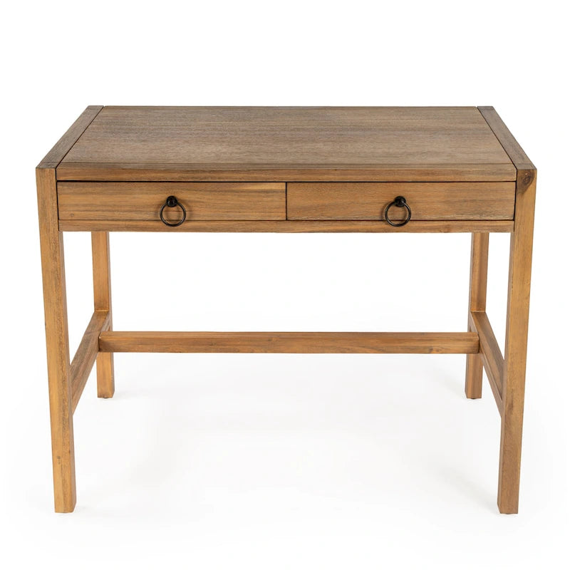 Writing Desk - Brown/White/Blue, Acacia Wood