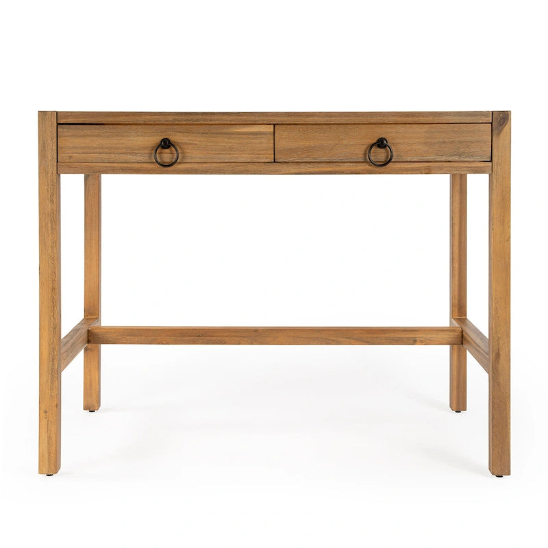 Writing Desk - Brown/White/Blue, Acacia Wood