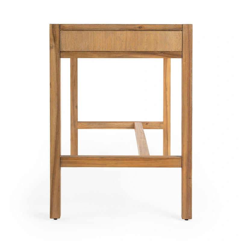 Writing Desk - Brown/White/Blue, Acacia Wood
