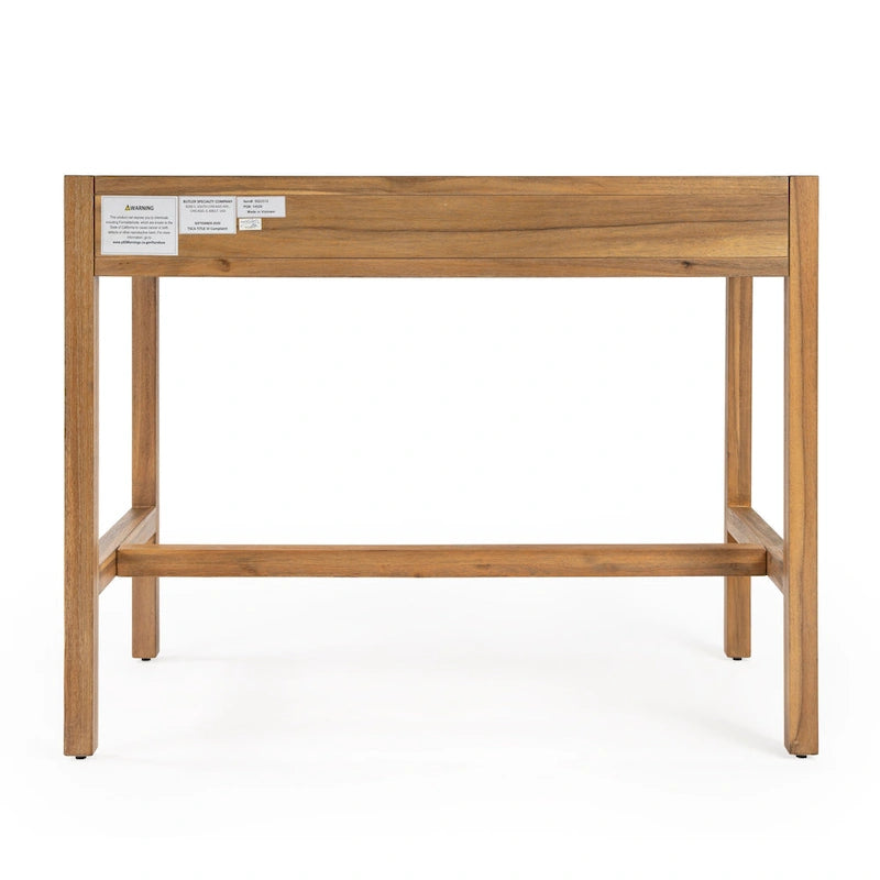 Writing Desk - Brown/White/Blue, Acacia Wood