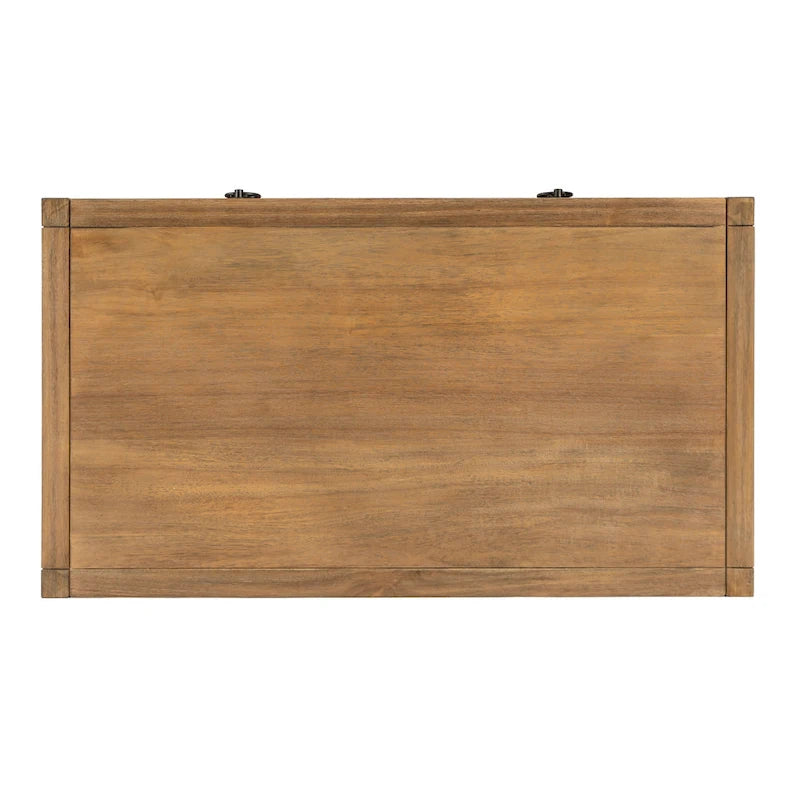 Writing Desk - Brown/White/Blue, Acacia Wood
